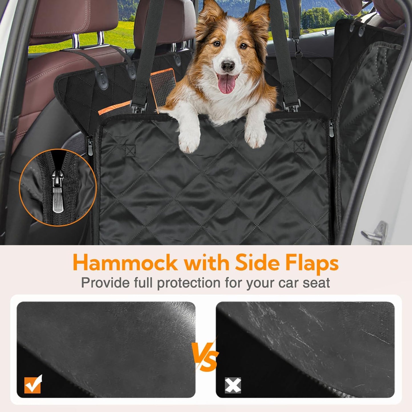 Premium Waterproof Dog Car Seat Cover for Back Seat - Heavy Duty Hammock with Mesh Window, Anti-Scratch and Nonslip Protector for Cars, Trucks, and SUVs