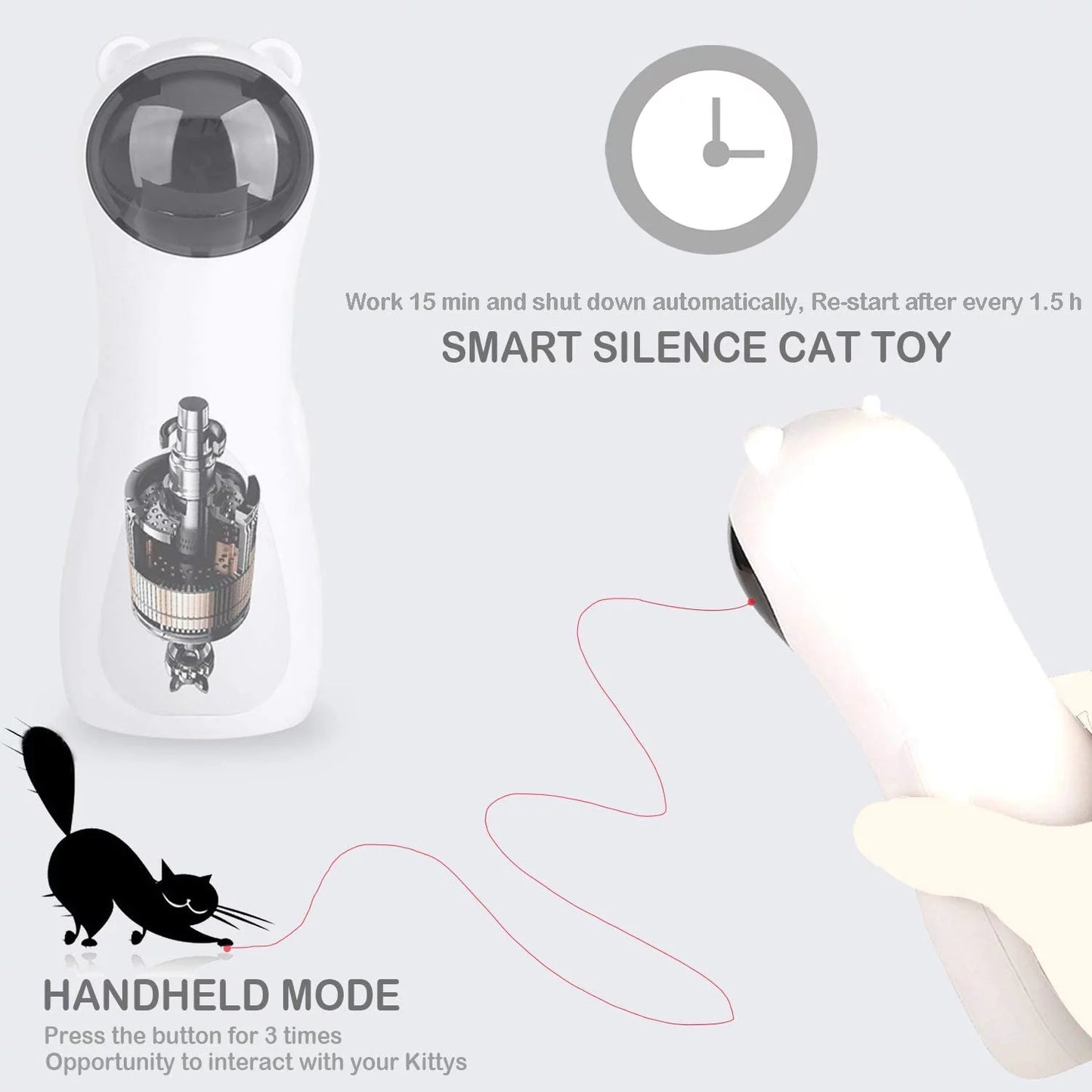 Automatic Interactive Cat Laser Toy with USB Charging and Battery Power - 5 Random Light Patterns with Adjustable Speed