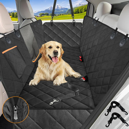 Premium Waterproof Dog Car Seat Cover for Back Seat - Heavy Duty Hammock with Mesh Window, Anti-Scratch and Nonslip Protector for Cars, Trucks, and SUVs